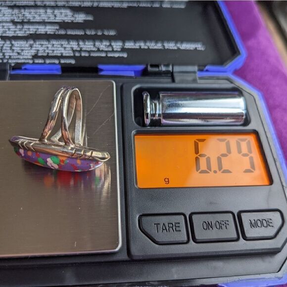 vintage mosaic jasper in silver cocktail ring - Picture 4 of 4